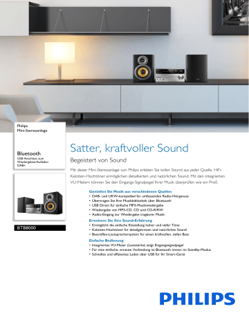 Philips BTB8000/12 Mini-Stereoanlage Produktdatenblatt | Manualzz