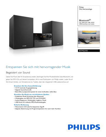 Philips BTM2310/12 Mini-Stereoanlage Produktdatenblatt | Manualzz