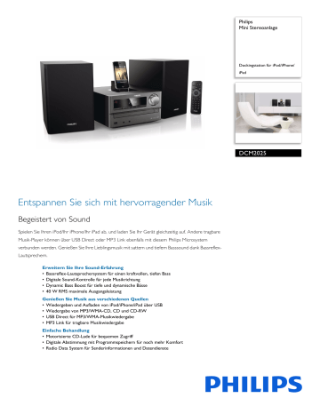 Philips DCM2025/12 Mini Stereoanlage Produktdatenblatt | Manualzz