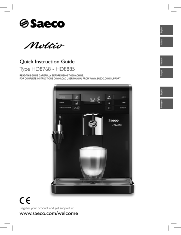 Saeco Moltio Máquina de café expresso super automática HD8768/21 Manual de  início rápido | Manualzz