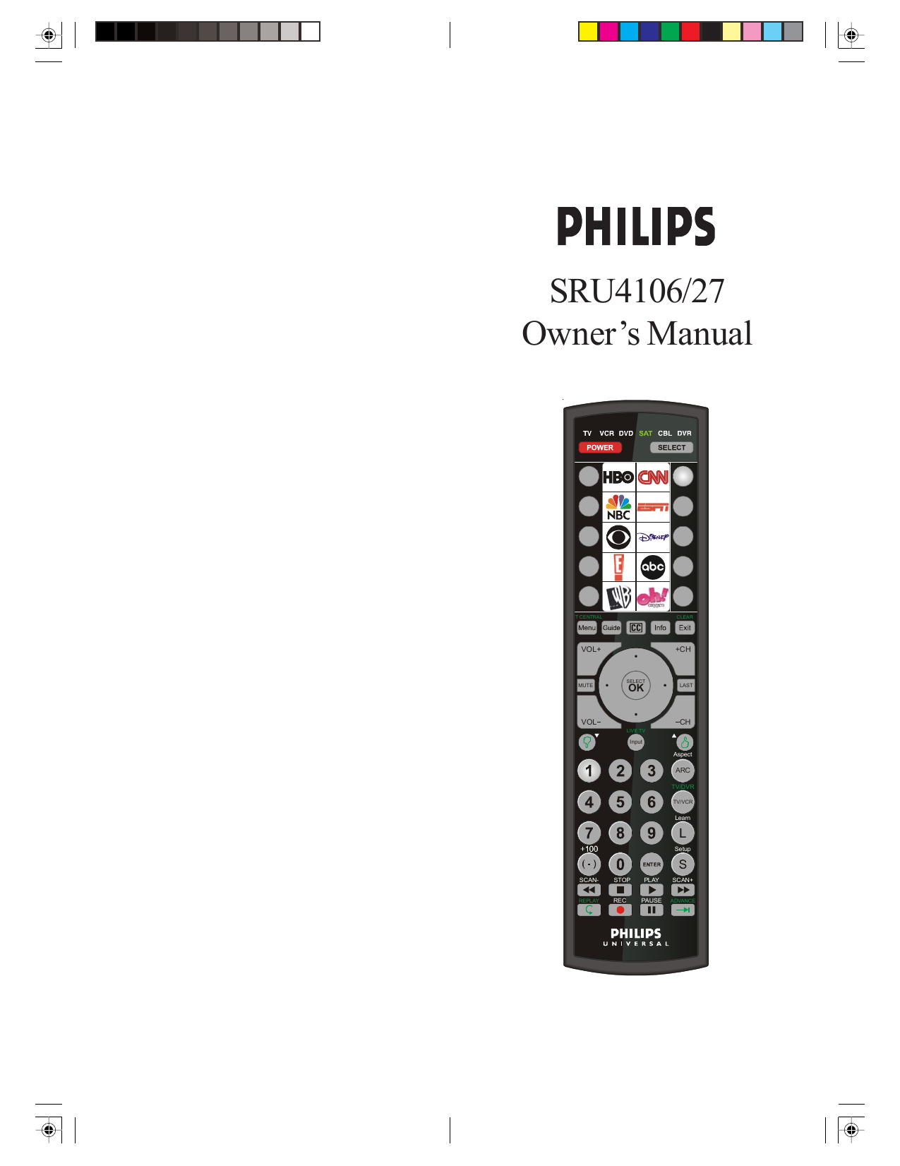 Philips Universal remote control SRU4106/27 User manual Manualzz