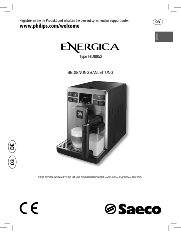 Saeco Energica Kaffeevollautomat HD8852/01 Bedienungsanleitung | Manualzz