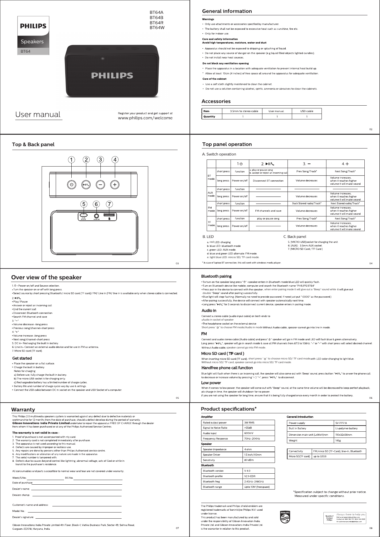 philips bluetooth speakers bt64b