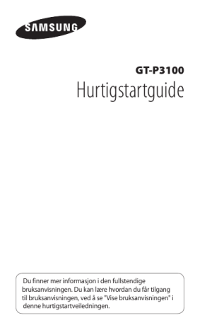 Samsung GT-P3100 Hurtigstartveiledning | Manualzz