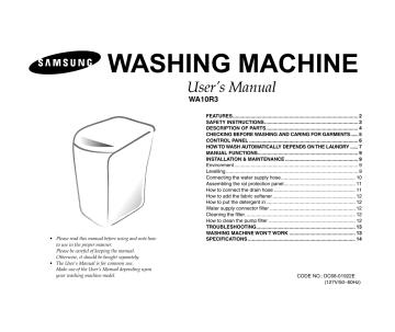 Samsung WA10R3 User Manual | Manualzz
