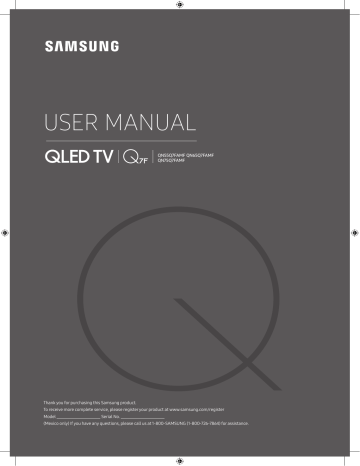 Samsung 65'' 4K QLED Smart TV Q7F User Manual | Manualzz