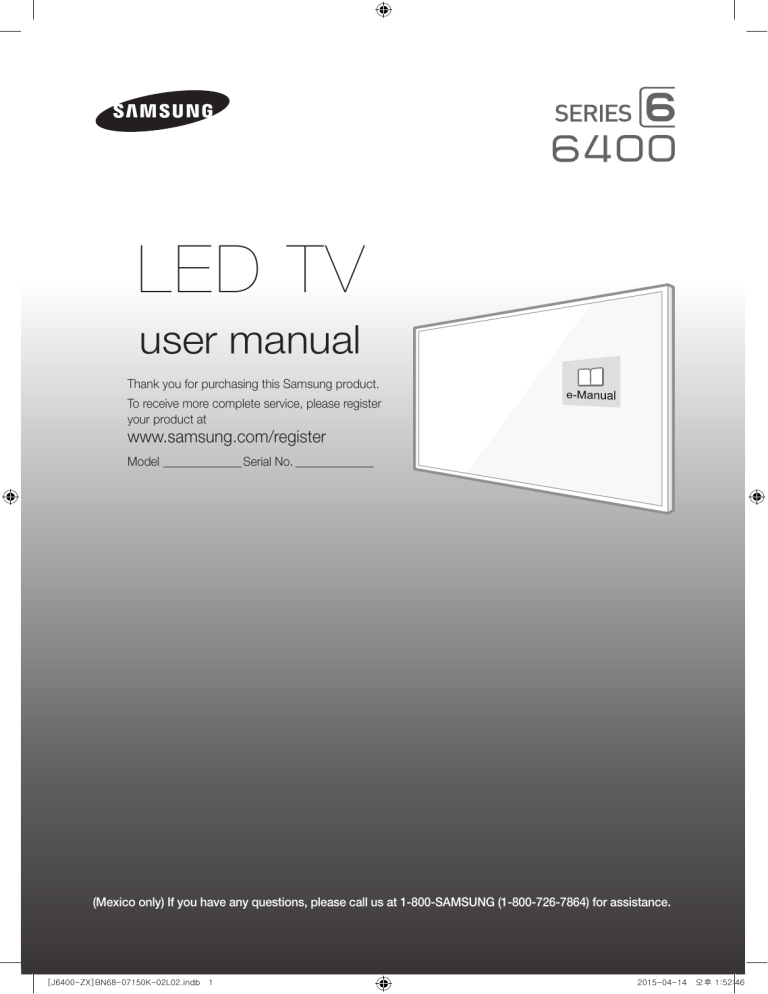 Samsung UN48J6400AF, UN65J6400AF, UN55J6400AF Quick start guide Manualzz