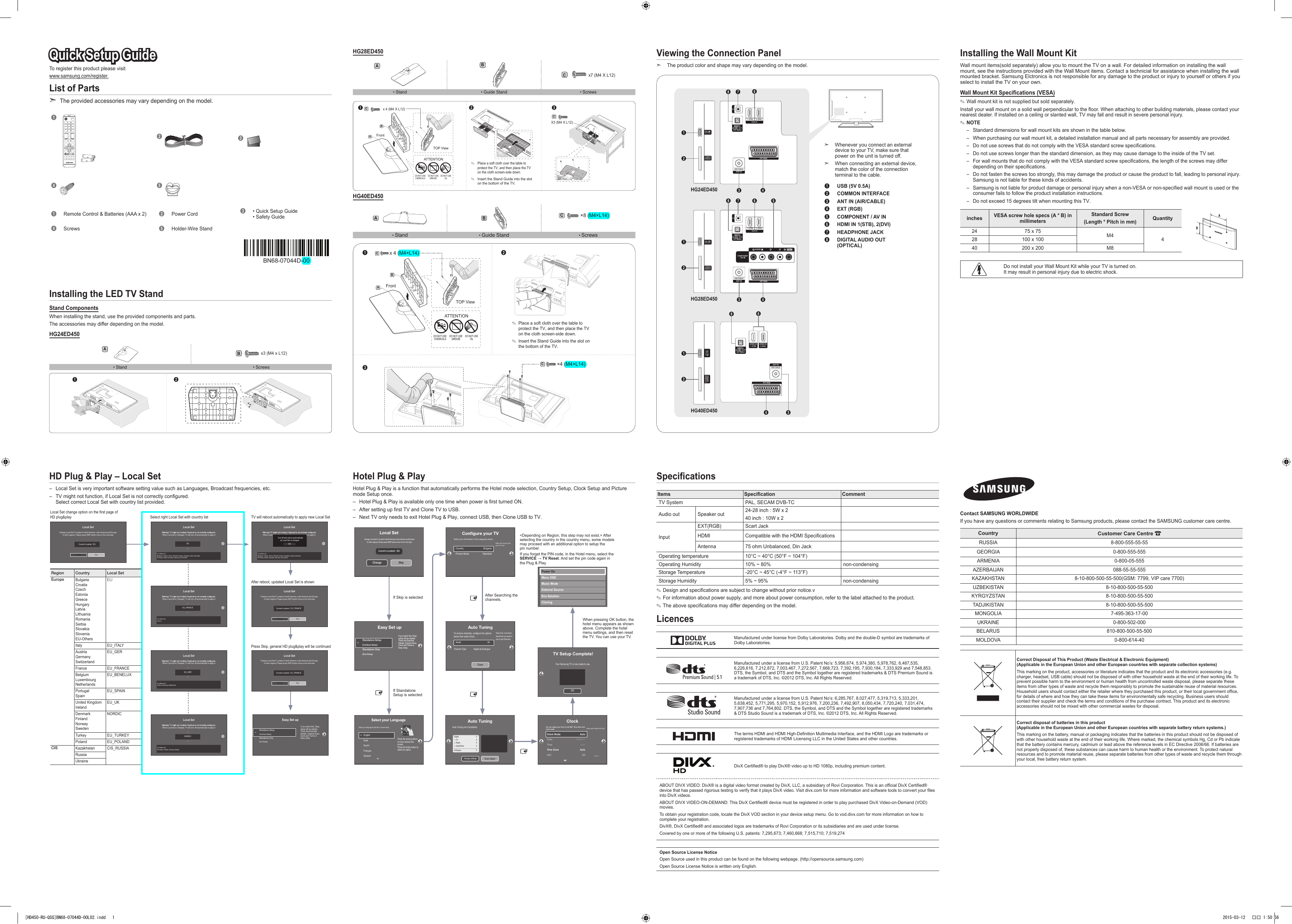Samsung HG40ED450BW, HG28ED450AW, HG24ED450AW Quick start guide | Manualzz
