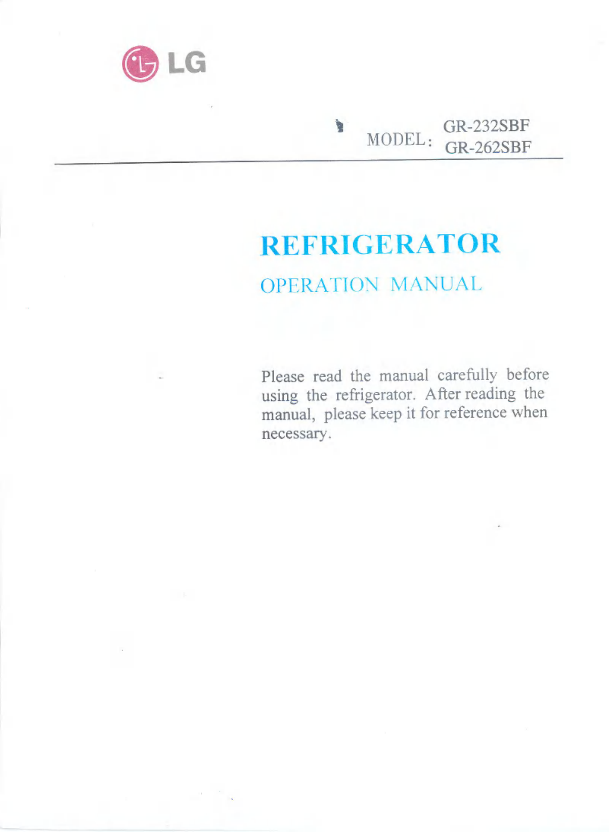 Lg Gr 232sbf Owner S Manual Manualzz