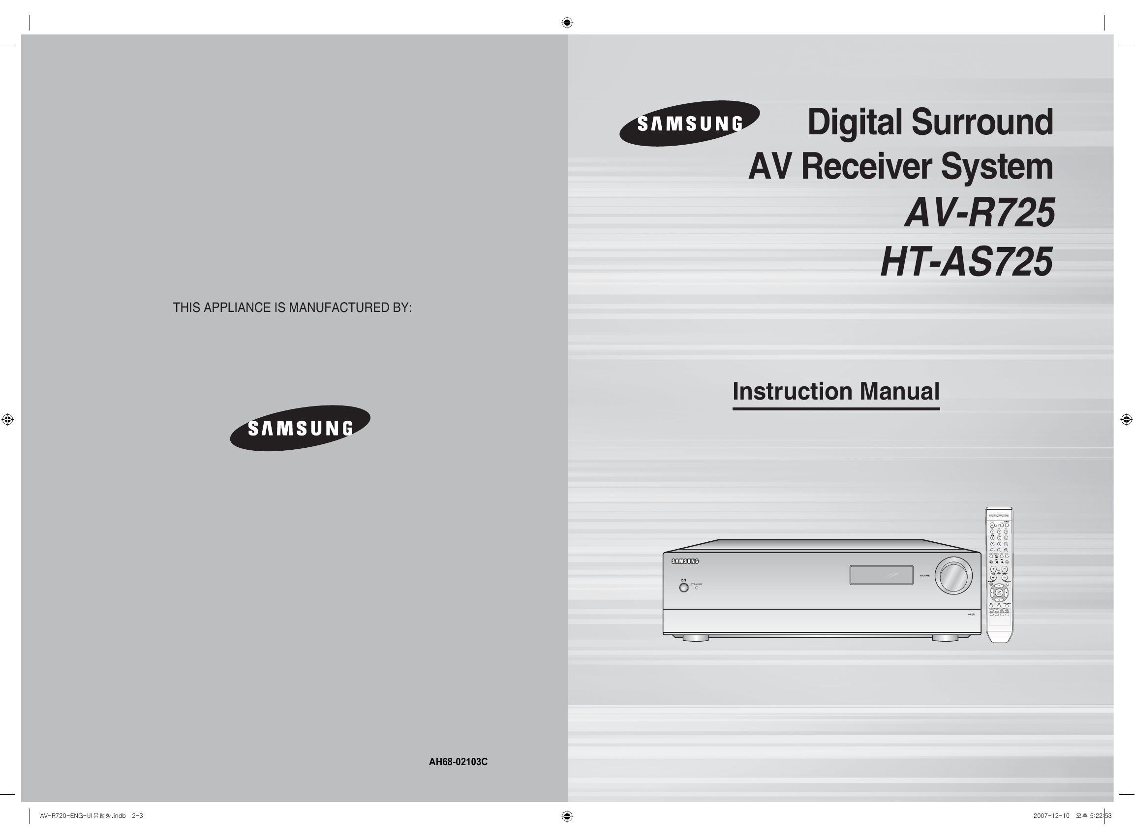 Samsung Ht As725 User Manual Manualzz