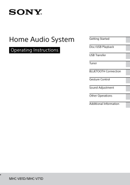 Sony MHC-V71D V71D High Power Audio System with BLUETOOTH&reg; Technology Operating Instructions