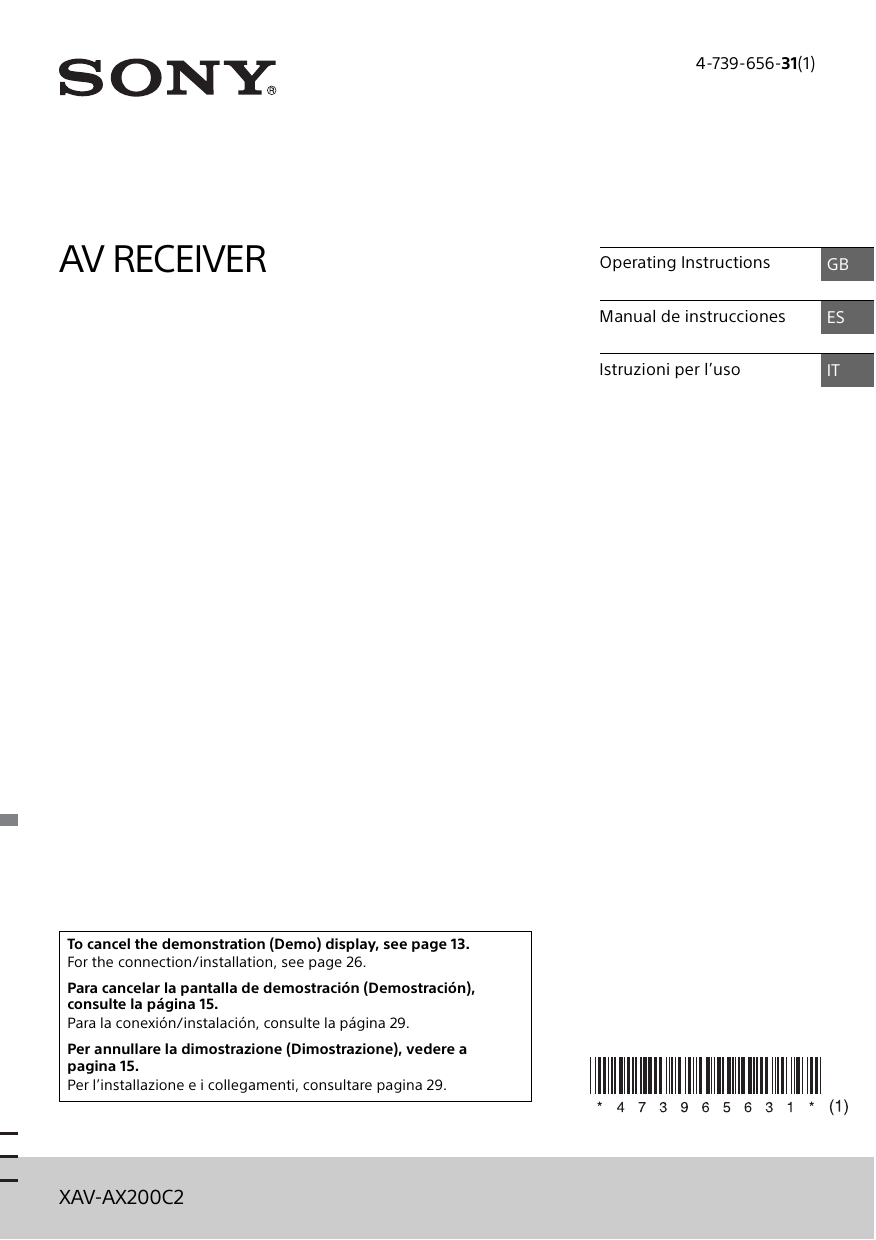 Sony XAV-AX200C2 Operating instructions | Manualzz
