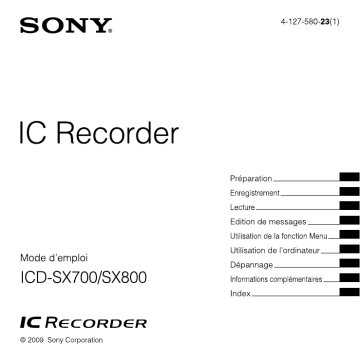 Sony ICD-SX800  Mode d’emploi | Manualzz