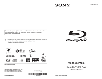 Sony BDP-S370  Mode d’emploi | Manualzz