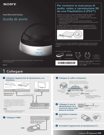 Sony HMZ-T2 Visualizzatore 3D personale Guida di configurazione rapida | Manualzz