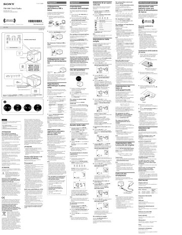 Sony ICF-C1PJ Radiosveglia con proiezione dell'orario Istruzioni per l'uso