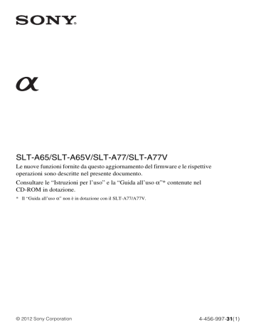 Sony SLT-A65  Istruzioni per l'uso | Manualzz