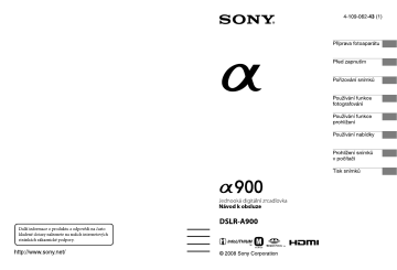Sony DSLR-A900 DSLR-A900 Pouze tělo (bez objektivu) Návod k obsluze | Manualzz