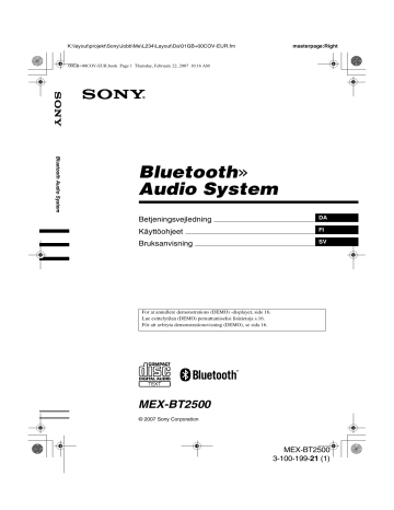 Sony mex bt2500 как подключить блютуз к телефону