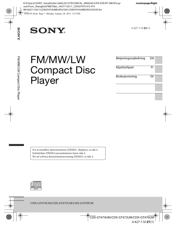 Sony CDX-GT470UM  Bruksanvisning | Manualzz