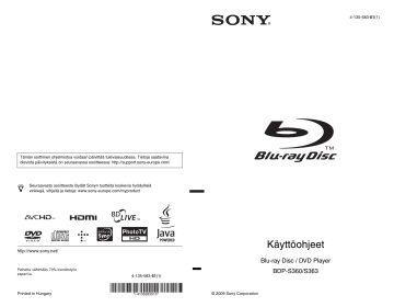 Sony BDP-S360  Käyttöohjeet | Manualzz