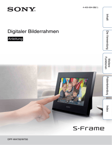 Sony DPF-WA700 WA700 Digitaler Bilderrahmen Bedienungsanleitung | Manualzz