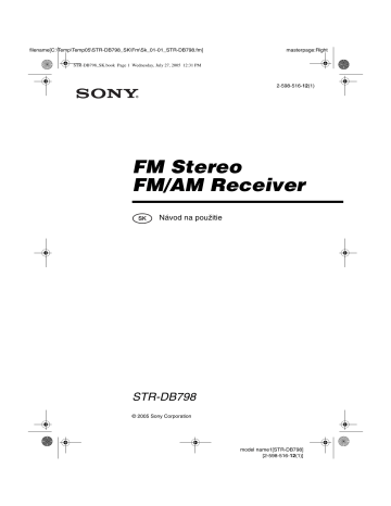 Sony STR-DB798  Návod na použitie | Manualzz