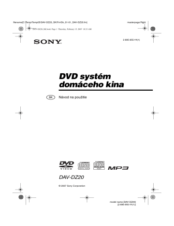 Sony DAV-DZ20  Návod na použitie | Manualzz