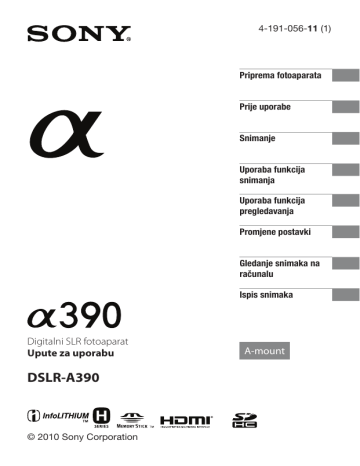 Sony Dslr A390y Dslr A390l Dslr A390 User Manual Manualzz