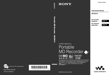 Sony MZ-RH10  Gebruiksaanwijzing | Manualzz