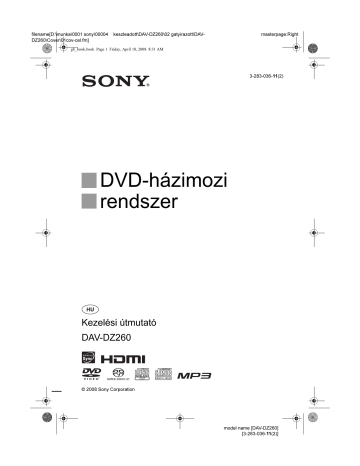 Sony DAV-DZ260  Használati útmutató | Manualzz