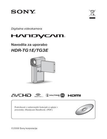Sony HDR-TG1E  Navodila za uporabo | Manualzz
