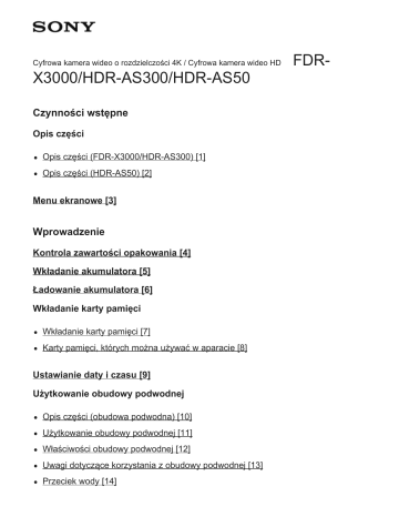 Sony HDR-AS300  Przewodnik pomocniczy | Manualzz