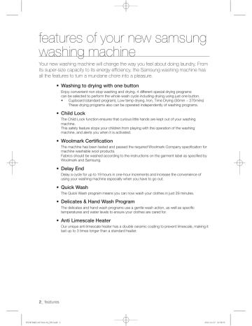 Samsung WD1704RJE2/XEU Quick start guide | Manualzz