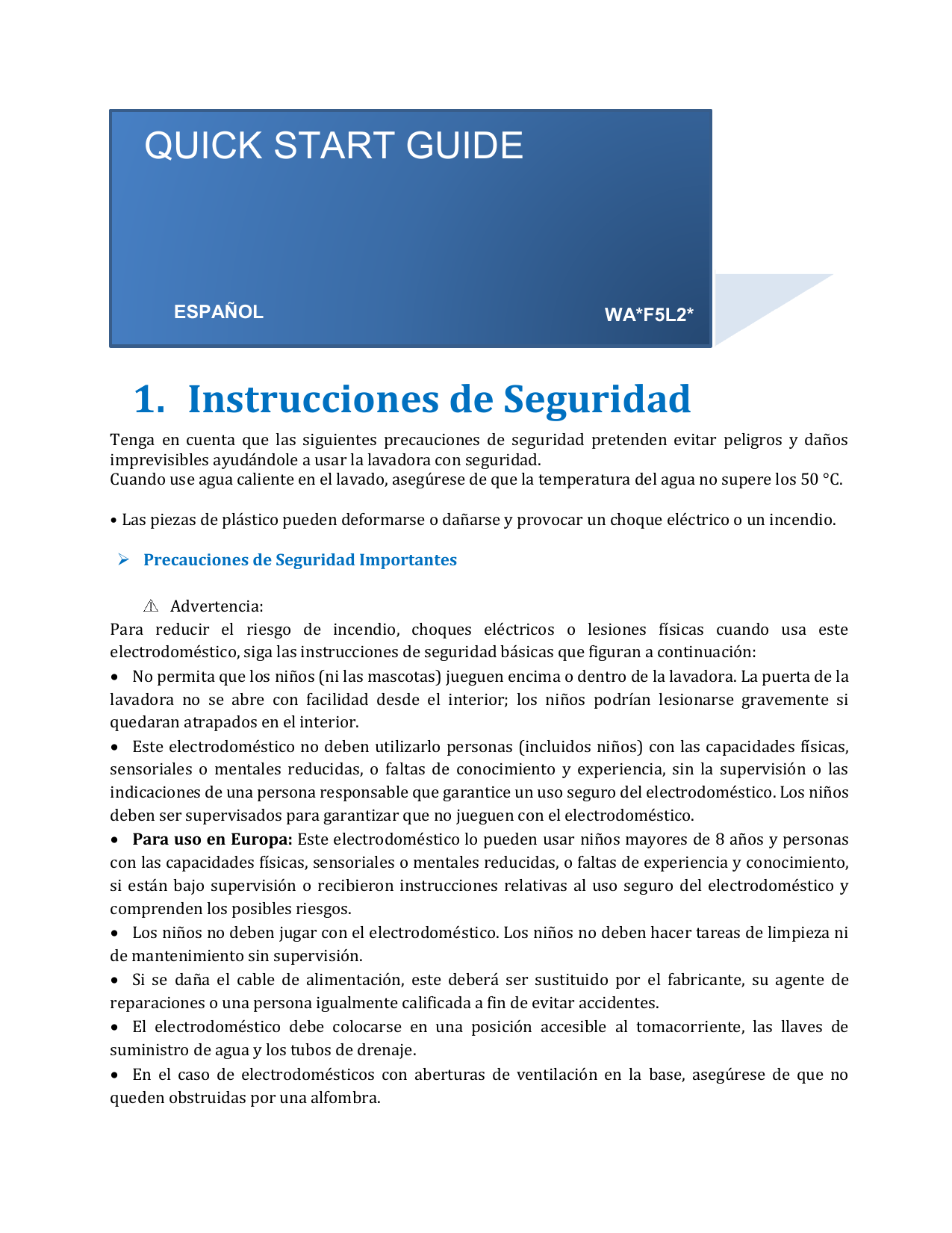 Samsung Wa13f5l2udy Ap Quick Start Guide Manualzz