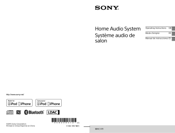 Sony MHC-V11 High Power Home Audio System with BLUETOOTH® technology Operating Instructions | Manualzz