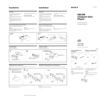 Sony CDX-3160  Installation Guide | Manualzz