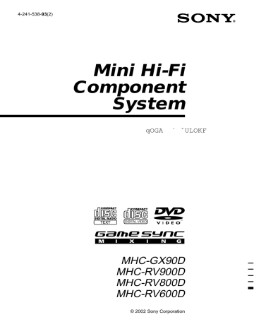 Sony MHC-RV600D  تعليمات التشغيل | Manualzz
