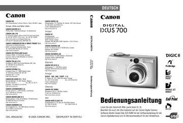 Canon Digital IXUS 700 Benutzerhandbuch | Manualzz