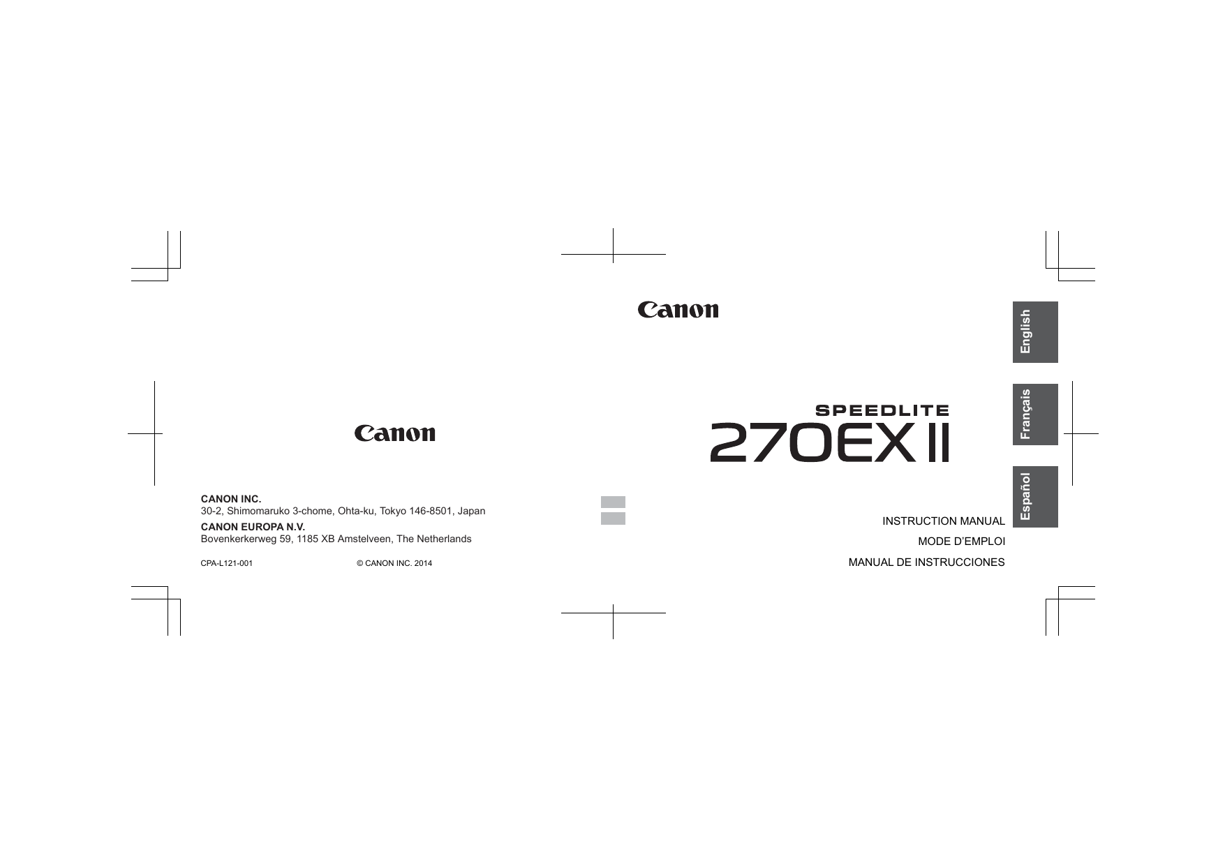 Canon Speedlite 270EX II Manuel utilisateur Manualzz