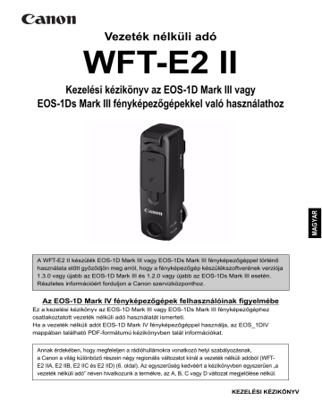 Canon Wireless File Transmitter WFT-E2II B Manuale Utente | Manualzz