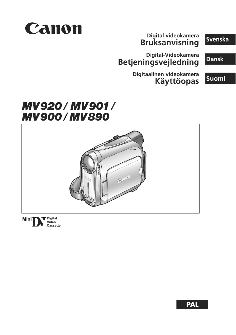 Canon MV901 Användarmanual  Manualzz