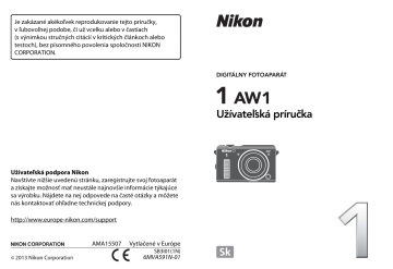 Nikon Nikon 1 AW1 Užívateľská príručka | Manualzz