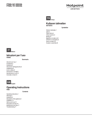HOTPOINT/ARISTON FTGHL 751 D/EX/HA, FTGHL 641 D/EX/HA Guida utente |  Manualzz