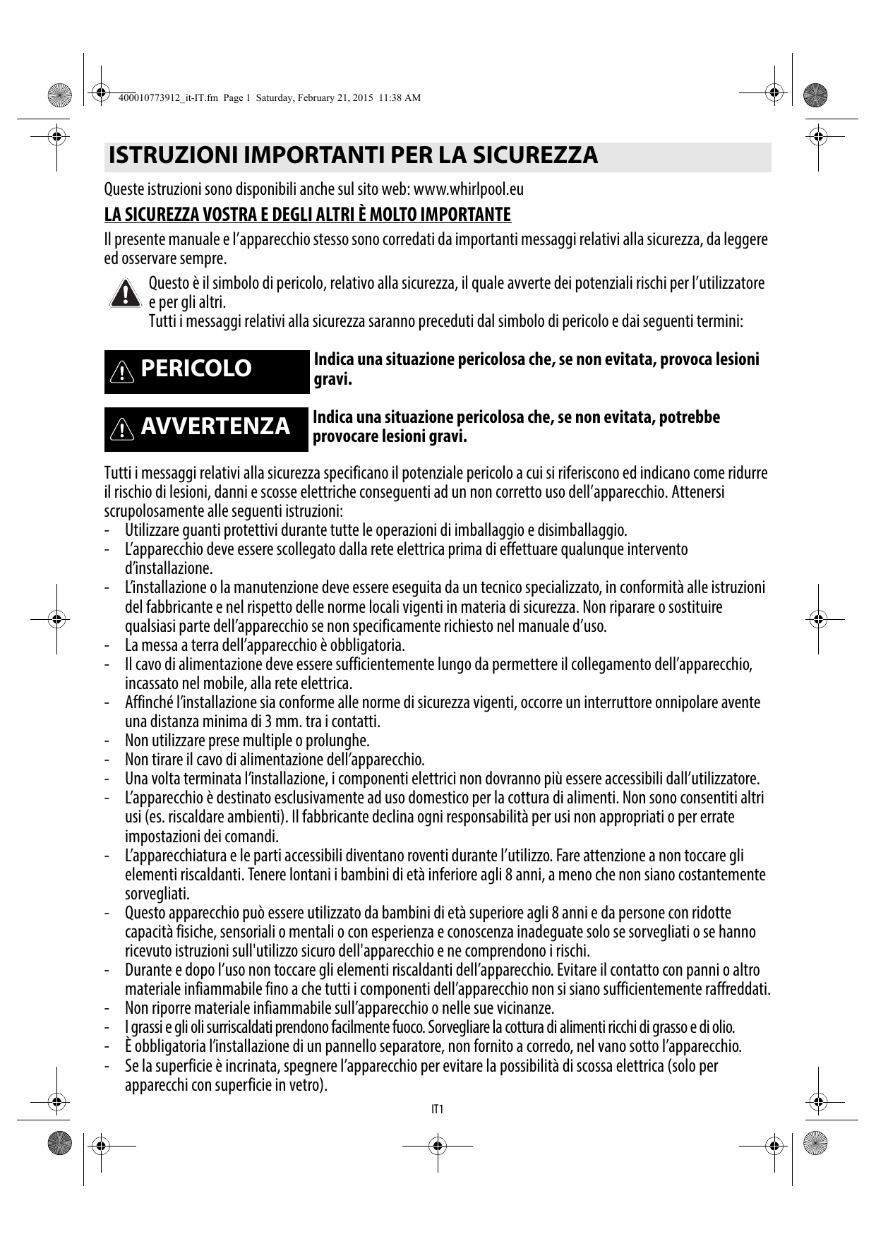 Whirlpool ACM 821/NE Instruction for Use | Manualzz