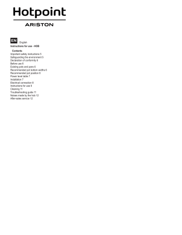 HOTPOINT/ARISTON KIA 640 C Instruction for Use | Manualzz