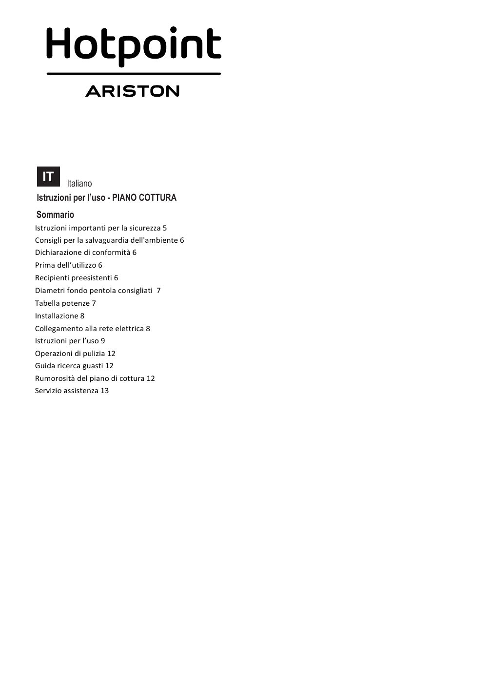 HOTPOINT/ARISTON IKID 640 F Instruction for Use | Manualzz