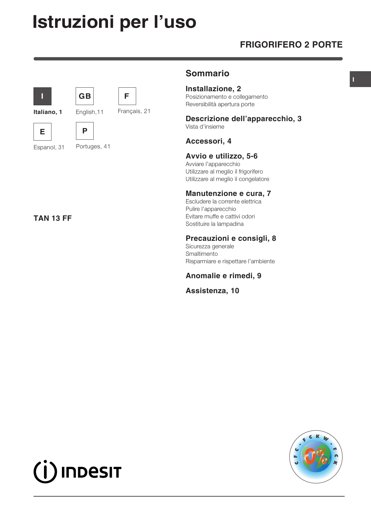 Indesit Tan 13 Ff Fr User Guide Manualzz