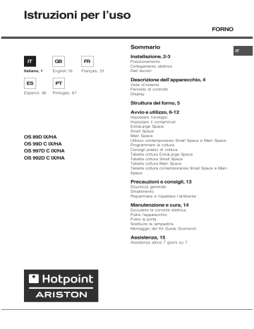 HOTPOINT/ARISTON OS 89D IX /HA Instruction for Use | Manualzz