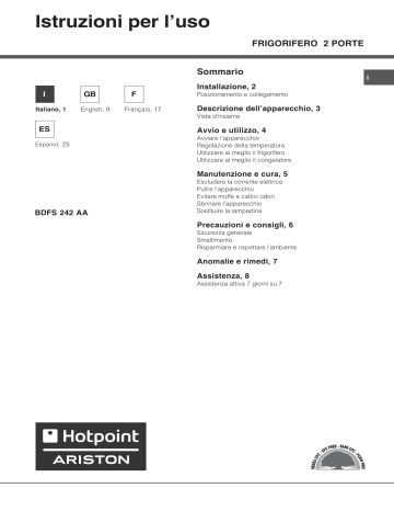 HOTPOINT/ARISTON BDFS 242 AA User guide | Manualzz